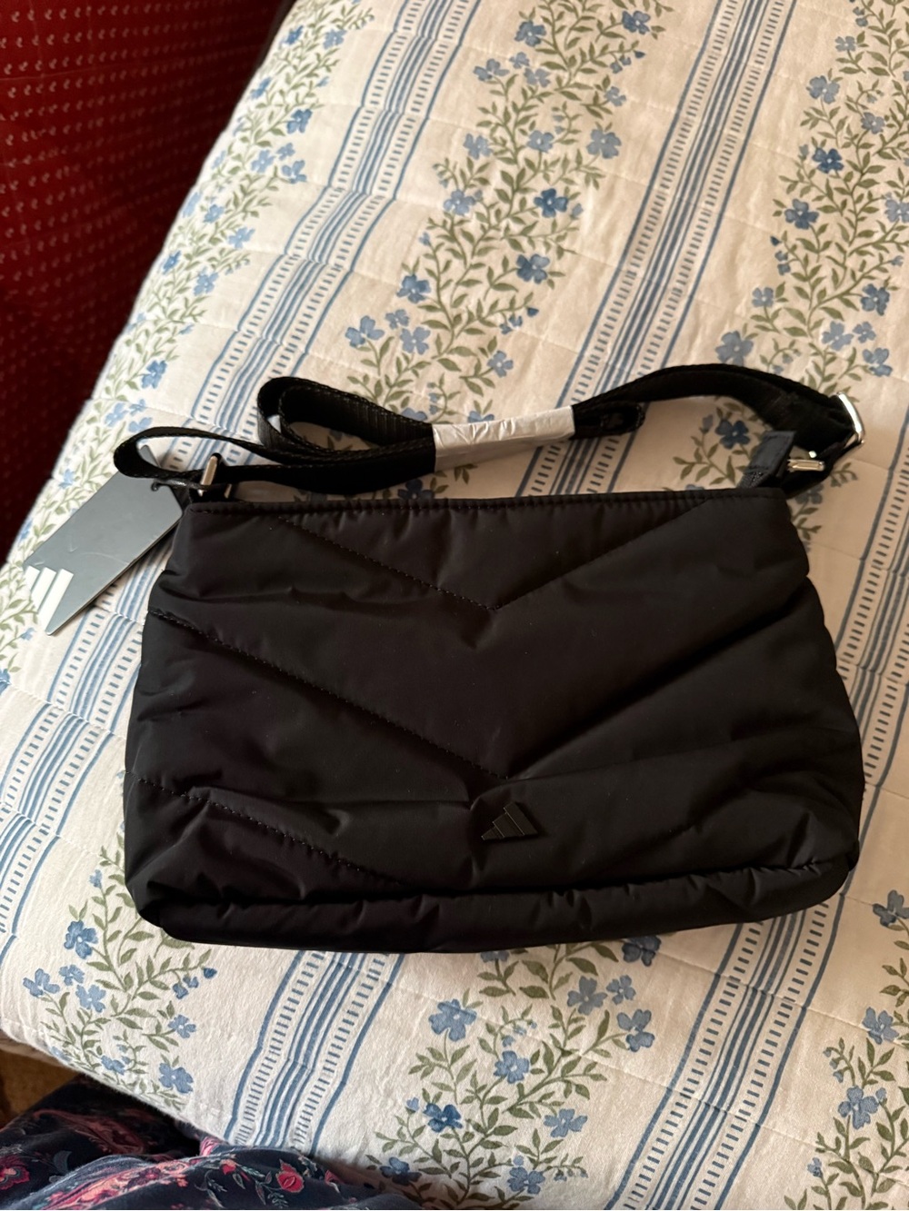 NWT Adidas Black Quilted Puffer Crossbody Purse
